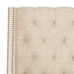 King Arlette Nail Button Tufted Wingback Bed In Textured Linen Cream - Skyline Furniture -Skyline Furniture GUEST 0d7f5ed5 3809 41c5 a7cc 6ec1a747ef13