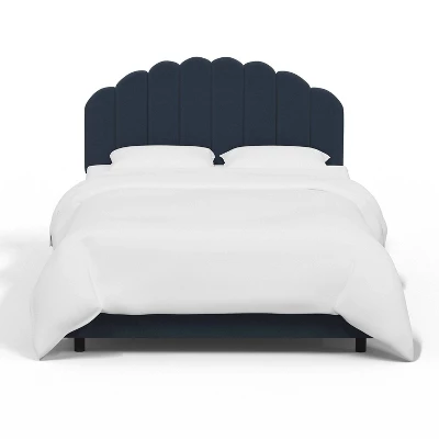 Queen Emma Shell Upholstered Bed Navy Blue - Skyline Furniture 3 Queen Emma Shell Upholstered Bed Navy Blue - Skyline Furniture