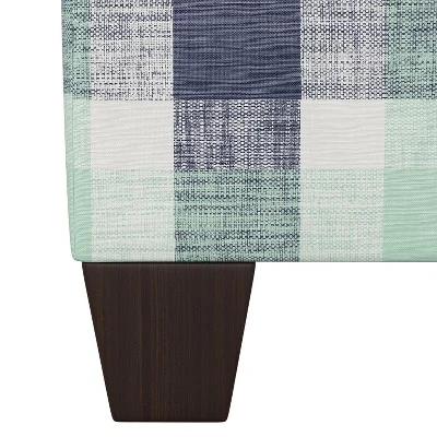 Fairland Square Storage Ottoman Check Navy Green - Skyline Furniture 4 Fairland Square Storage Ottoman Check Navy Green - Skyline Furniture - Image 2