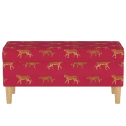 Storage Bench Cheetah Walk Raspberry - Skyline Furniture