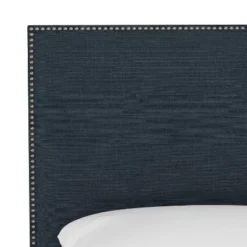 Queen Bella Nail Button Border Headboard Navy Linen/Pewter - Skyline Furniture -Skyline Furniture GUEST 3498133d fe9e 4198 881a 8505b65f0feb