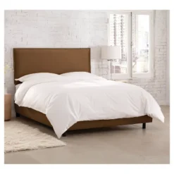 Arcadia Nailbutton Microsuede Bed - Skyline Furniture