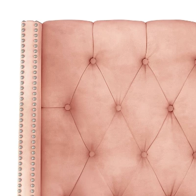 Arlette Diamond Tufted Wingback Headboard In Velvet - Skyline Furniture 5 Arlette Diamond Tufted Wingback Headboard In Velvet - Skyline Furniture - Image 3