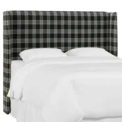 Wingback Headboard Barnegat Plaid Black Sea - Skyline Furniture -Skyline Furniture GUEST 7ff72149 9495 483d bfde cd2acf529d0d