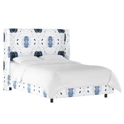 Lauran Wingback Bed In Patterns - Skyline Furniture 3 Lauran Wingback Bed In Patterns - Skyline Furniture
