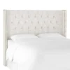 King Louis Diamond Tufted Wingback Headboard Off White Linen With Brass Nail Buttons - Skyline Furniture -Skyline Furniture GUEST 96afea4c 6341 4407 9ac4 3c042d2bfd99