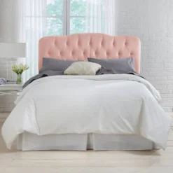 California King Tufted Headboard In Velvet Pink - Skyline Furniture -Skyline Furniture GUEST 98f299e5 29b2 40be 9681 c76189502fc1 1