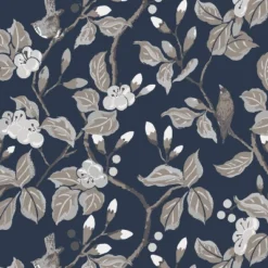 Chinois Floral Square Throw Pillow Navy - Skyline Furniture -Skyline Furniture GUEST ba861112 921b 49a3 830e 32b0071ed201