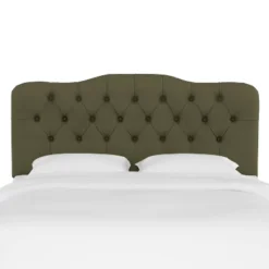 Queen Tufted Headboard Velvet Loden - Skyline Furniture